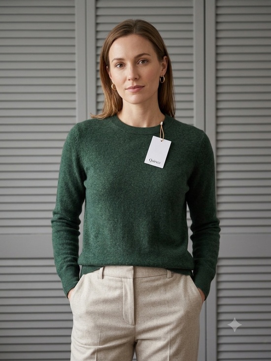 Quince Sweaters - NWT Quince 100% Mongolian Cashmere Crewneck Sweater Forest Floor Green Size L